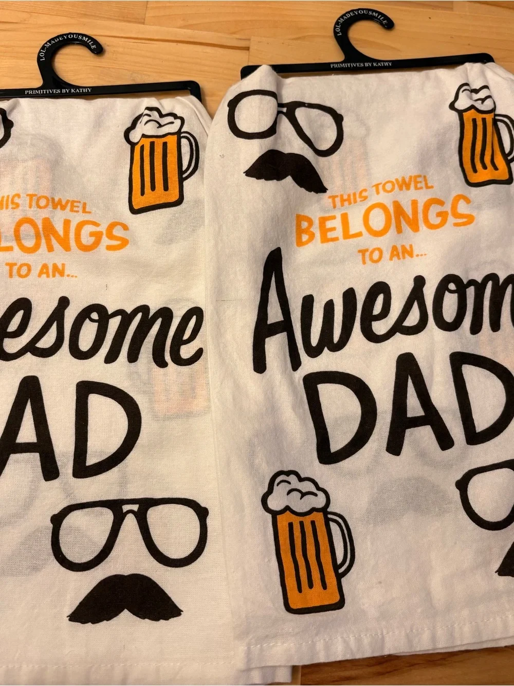 2 Primitives by Kathy White Kitchen Towel “Awesome Dad” beer towel